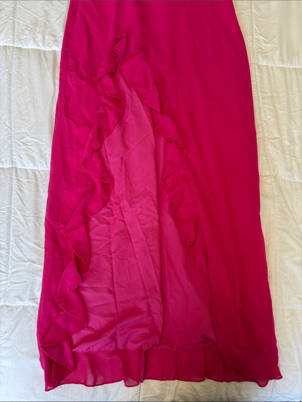 Fuchsia High Slit Ruffle Maxi Dress - Picture 2 of 3